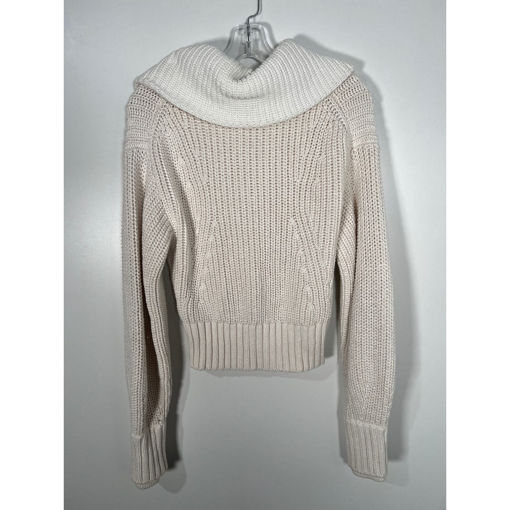 Athleta Ivory Shaker Knit Quarter Zip Pullover Sweater Coastal Preppy Small - Picture 4 of 6